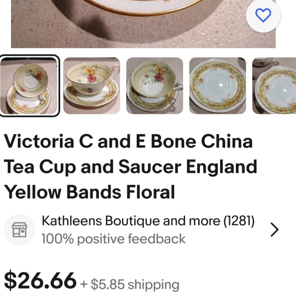 Rare hard to find Victoria C & E Bone China England Tea Cup and Saucer - Picture 2 of 2